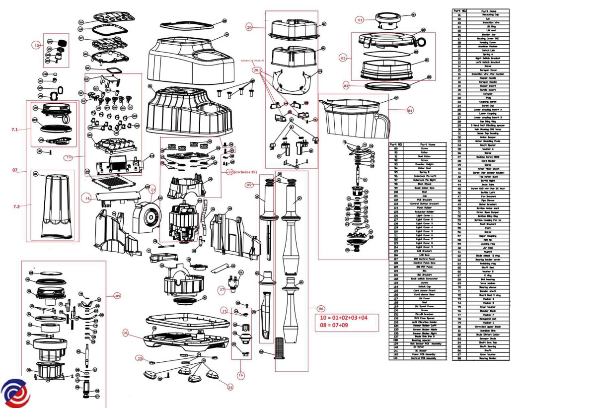 Breville parts finder exploded view BBL920